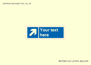 Custom Mandatory directional sign, blue arrow up and right